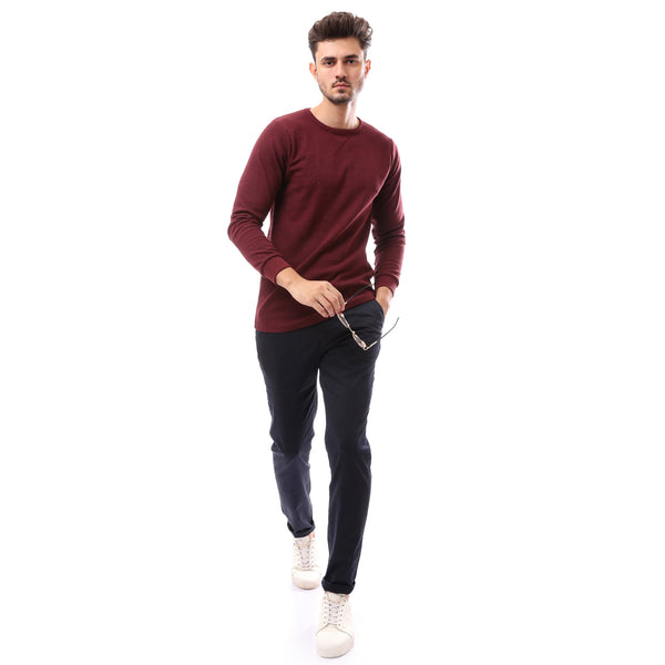 dark_red_slip_on_patterned_round_neck_pullover
