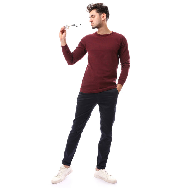 dark_red_slip_on_patterned_round_neck_pullover