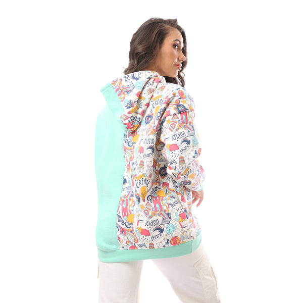 Multicolour Patterned Slip On Comfy Hoodie