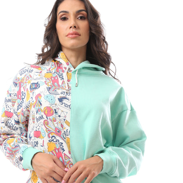Multicolour Patterned Slip On Comfy Hoodie