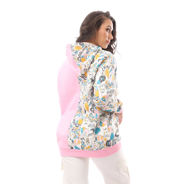 Multicolour Patterned Slip On Comfy Hoodie