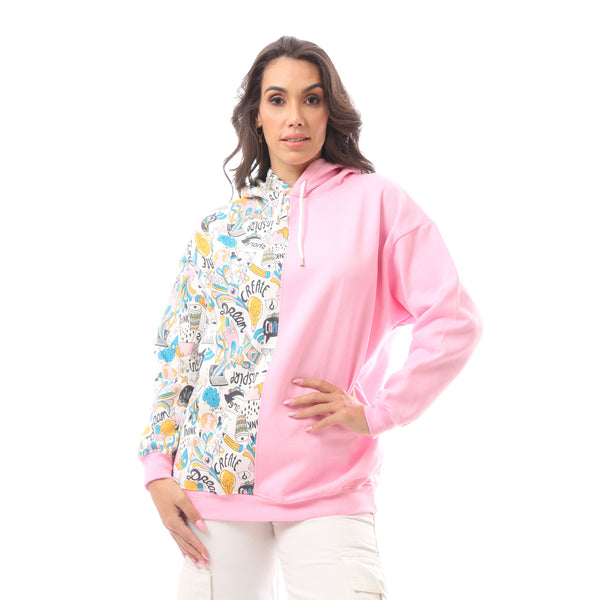 Multicolour Patterned Slip On Comfy Hoodie