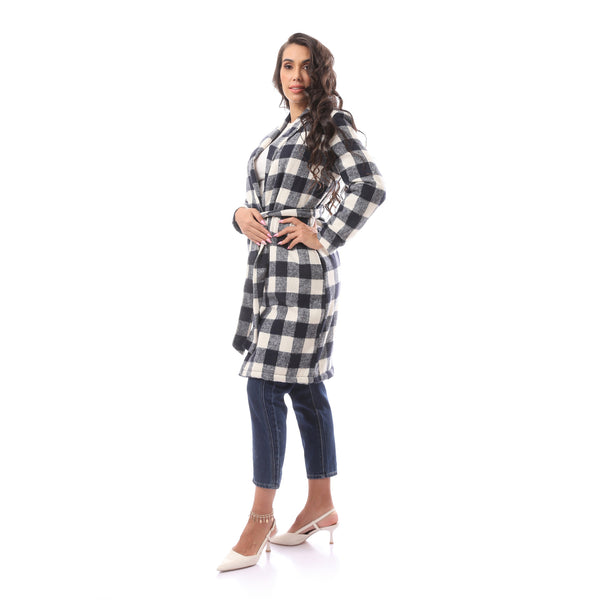 Multicolour Long Turn Down CollarPatterned Robe