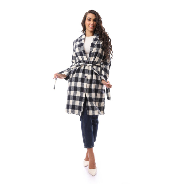 Multicolour Long Turn Down CollarPatterned Robe
