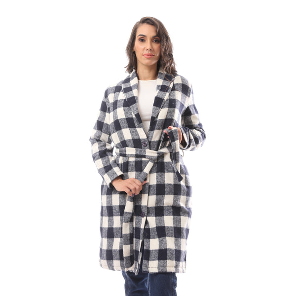 Multicolour Long Turn Down CollarPatterned Robe