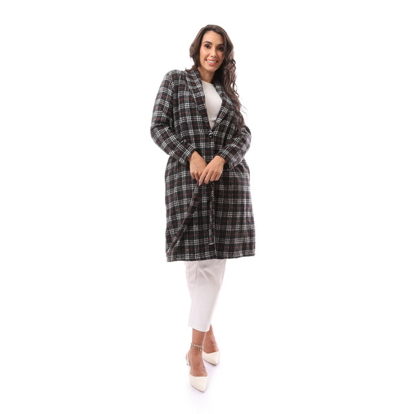 Black Patterned Long Cotton Robe