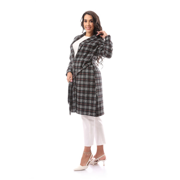 Black Patterned Long Cotton Robe