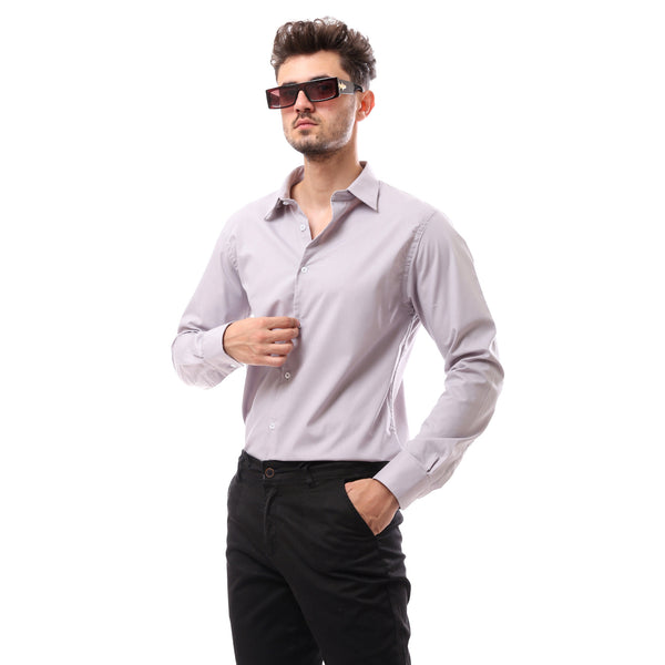 Classic Solid Grey Turn Down Collar Shirt