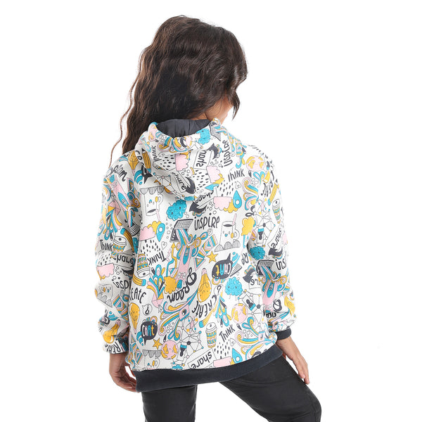 Printed Long Sleeved Hoodie