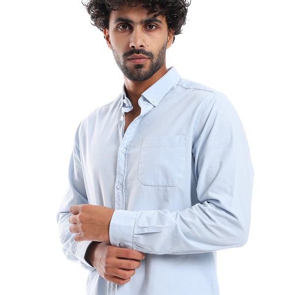 Buttons Down Closure Long Sleeves Shirt - Light Blue