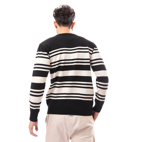 V-Neck Slip ON Patterned Black Pullover