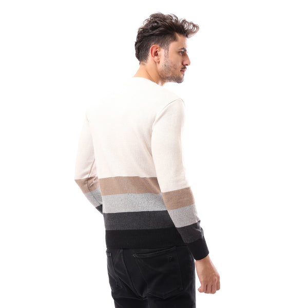 V-Neck Slip ON Patterned Multicolour Pullover