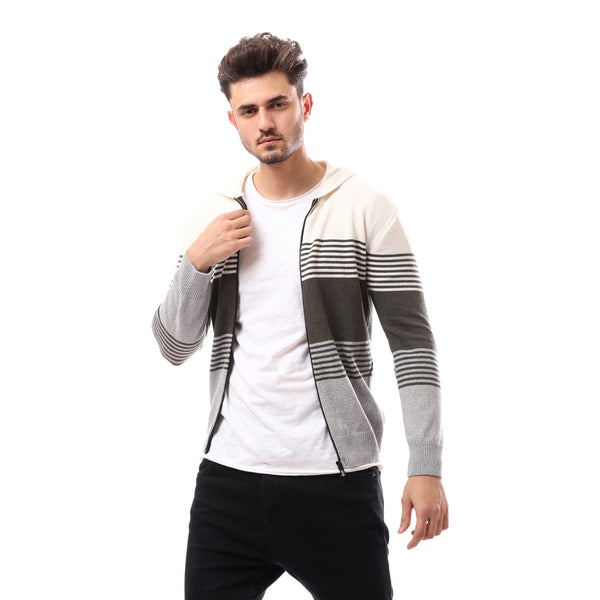 Fly Zipper Multicolour Hooded Sweatshirt