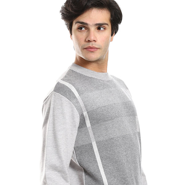 Self Pattern Round Neck Pullover - Shades Of Grey