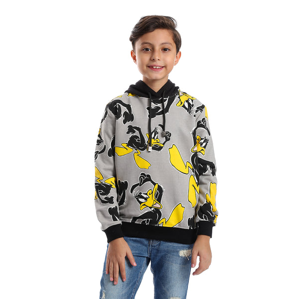 Cotton Grey Duck Printed Long sleeved Hoodie