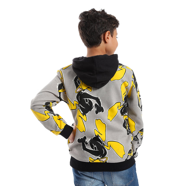 Cotton Grey Duck Printed Long sleeved Hoodie