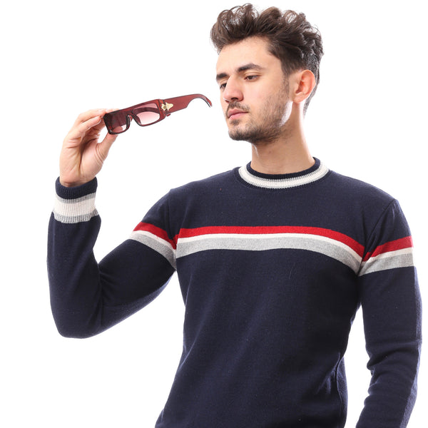 slip_on_navy_blue_round_neck_patterned_pullover