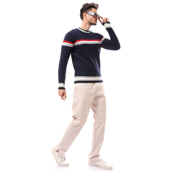 slip_on_navy_blue_round_neck_patterned_pullover