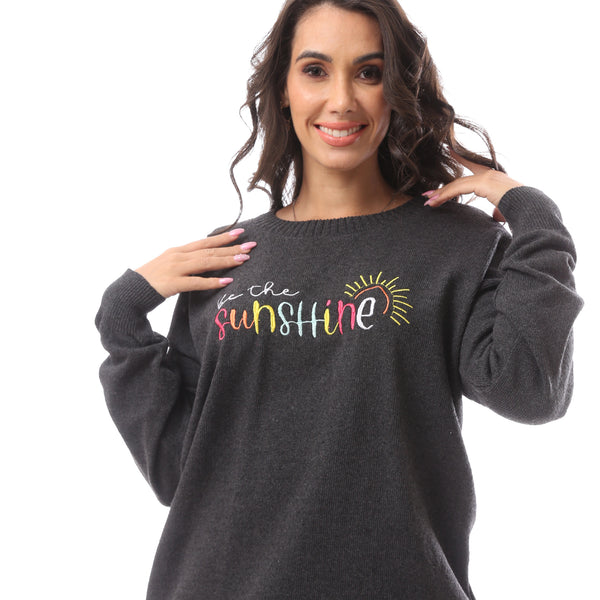 Dark Grey Knitted Loose Pullover