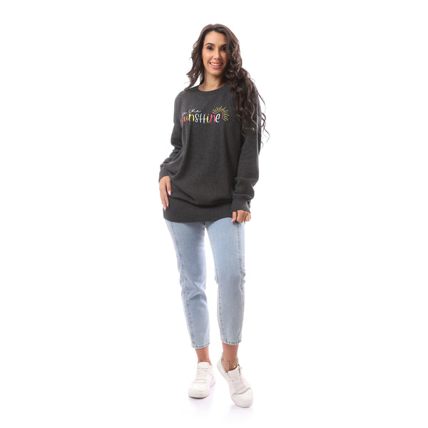 Dark Grey Knitted Loose Pullover