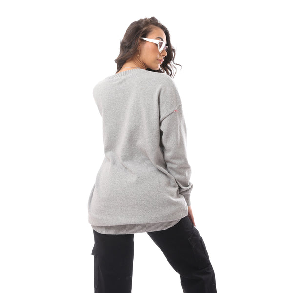 Every Thing Is So Nice' Printed Heather Grey Pullover