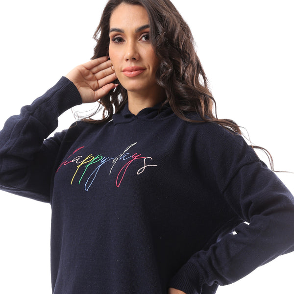 Happy Days' Navy Blue Round Neck Slip On Hoodie