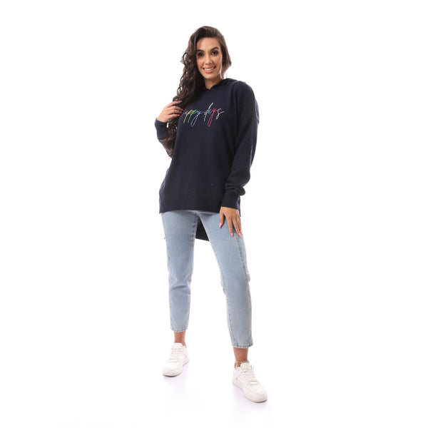 Happy Days' Navy Blue Round Neck Slip On Hoodie