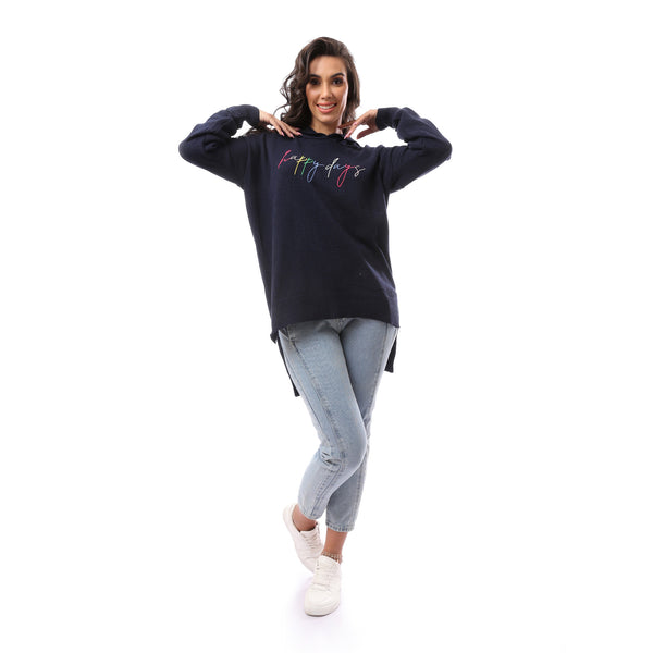 Happy Days' Navy Blue Round Neck Slip On Hoodie