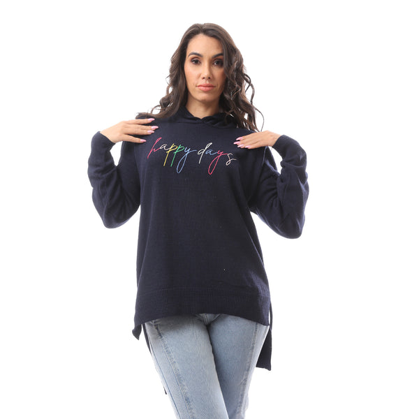 Happy Days' Navy Blue Round Neck Slip On Hoodie