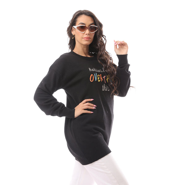 Black Oversized Knitted Sweatshirt