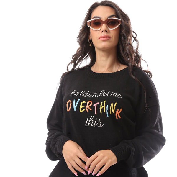 Black Oversized Knitted Sweatshirt