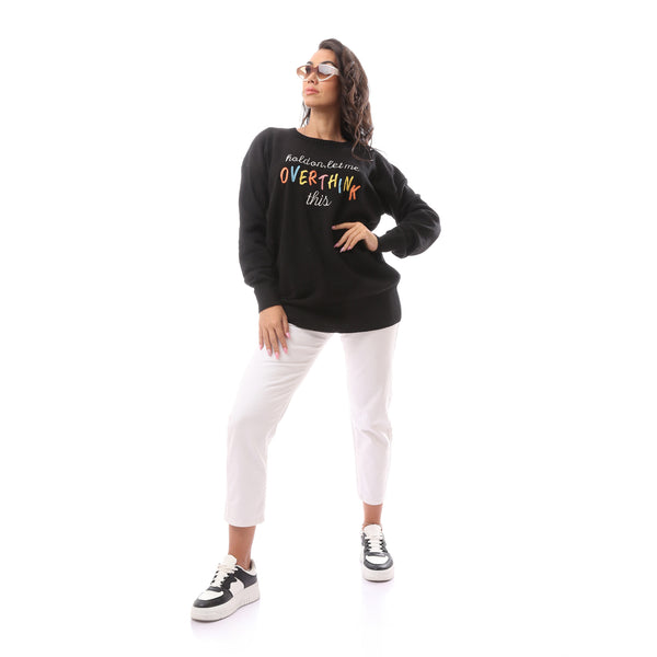 Black Oversized Knitted Sweatshirt