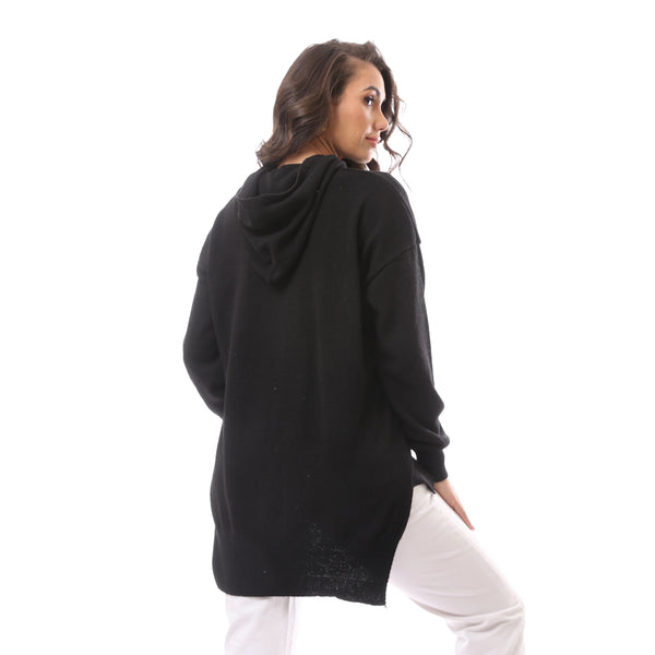 Black Oversized Knitted Sweatshirt