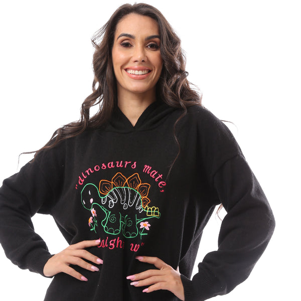 Black Oversized Knitted Sweatshirt