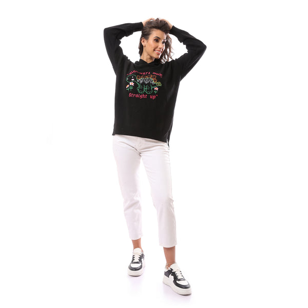 Black Oversized Knitted Sweatshirt