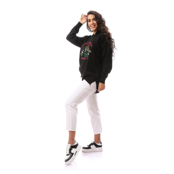 Black Oversized Knitted Sweatshirt