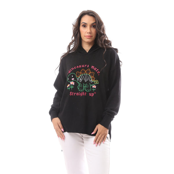 Black Oversized Knitted Sweatshirt