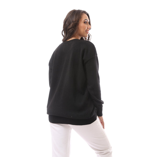 Black Oversized Knitted Sweatshirt