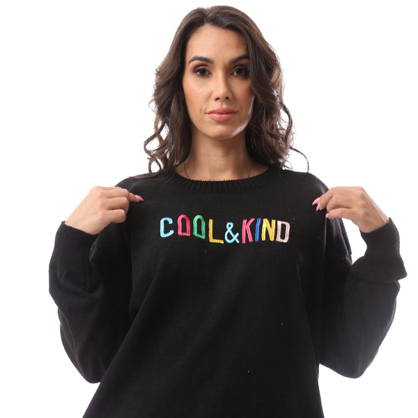 Black Oversized Knitted Sweatshirt