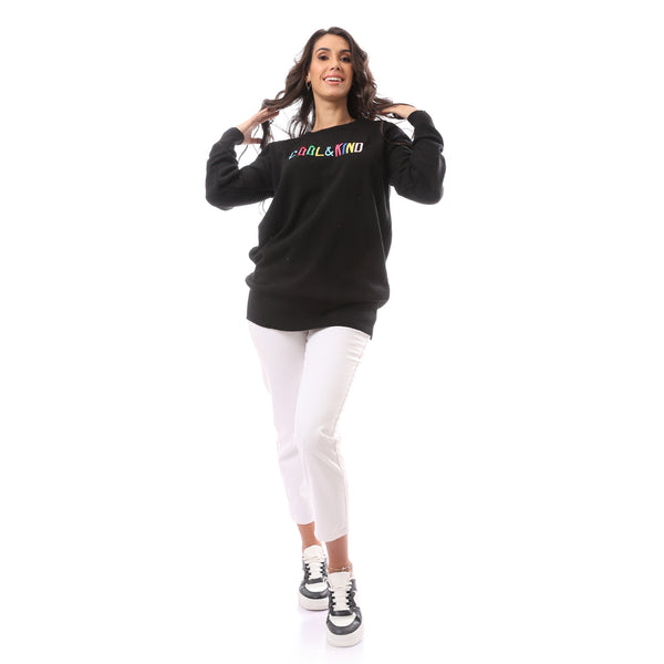 Black Oversized Knitted Sweatshirt