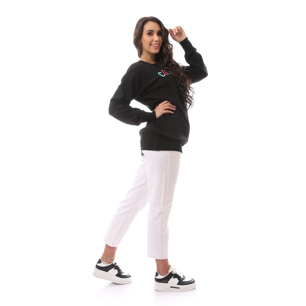 Black Oversized Knitted Sweatshirt