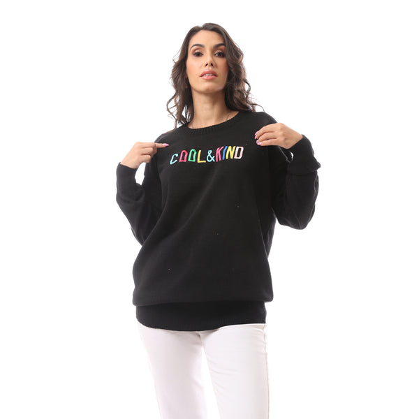 Black Oversized Knitted Sweatshirt