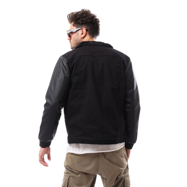 black_buttoned_casual_winter_jacket_with_leather_sleeves