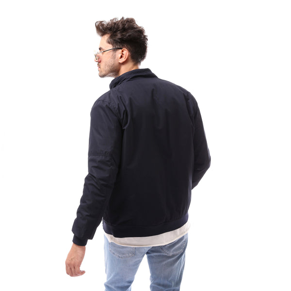 Waterproof Fly Zipper Navy Blue Cotton Jacket