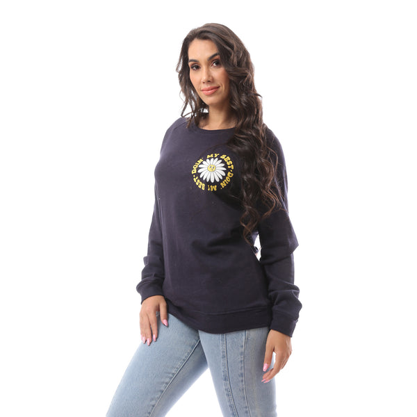 Sweatshirt With Front & Back Print Navy blue