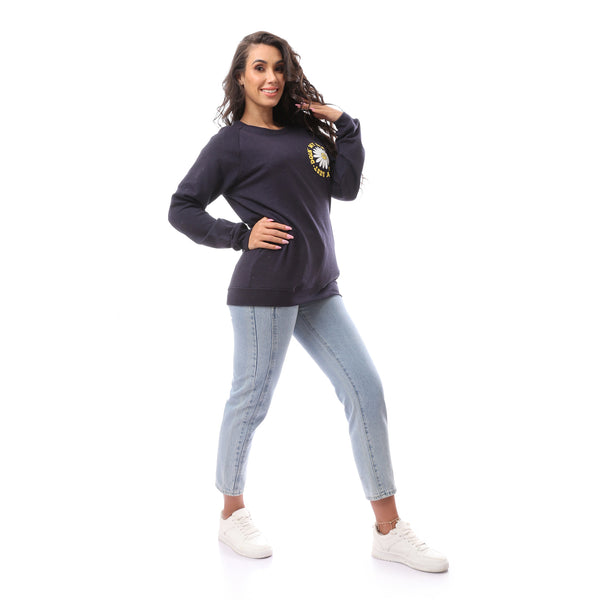 Sweatshirt With Front & Back Print Navy blue