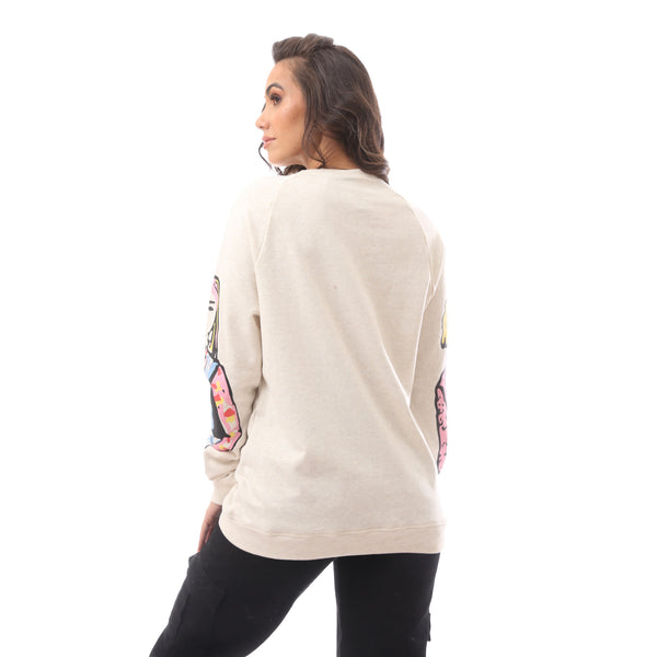 Printed Slip On Off White Cotton Pullover