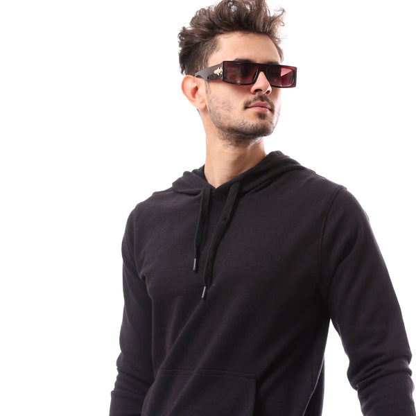 Black Slip On Solid Comfy Hoodie