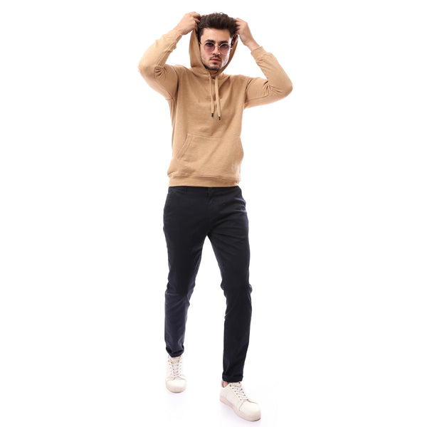 Beige Slip On Solid Comfy Hoodie