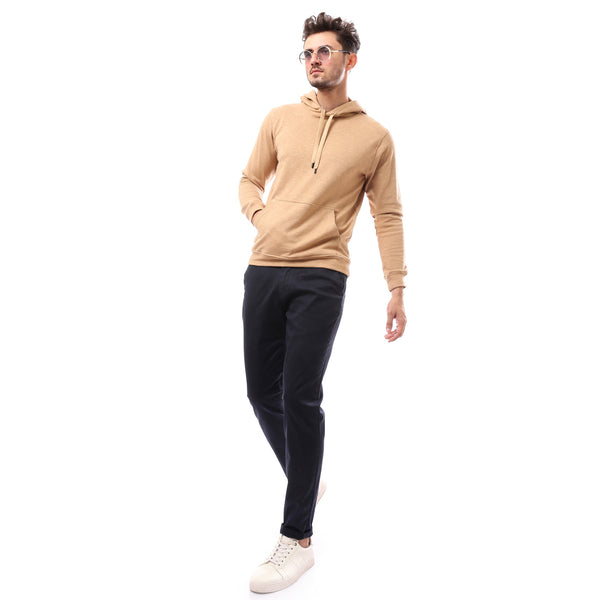 Beige Slip On Solid Comfy Hoodie